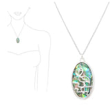 Tropical Flamingo Cutout with Abalone Oval Shell Pendant Necklace