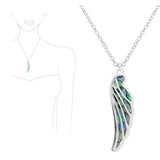 Dragonfly Wing Cutout with Abalone Shell Pendant Necklace