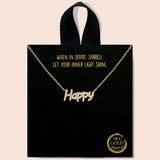 92059, GOLD DIPPED, "HAPPY" DAINTY PAVE CUBIC ZIRCONIA NECKLACE