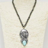 Western Steer Head with Navajo Bead Necklace