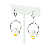 92071, GARDEN BEE EPOXY TWISTED WIRE ROUND DANGLE EARRING