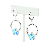 Starfish Epoxy Twisted Wire Round Dangle Earring, SEA Life, Ocean