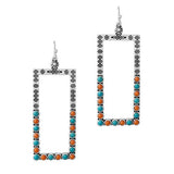 Western Turquoise Stone Rectangle Dangle Earring