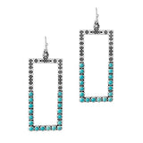 Western Turquoise Stone Rectangle Dangle Earring - view 2