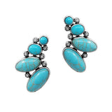 Western Oval Accent Turquoise Stone Earring - view 2