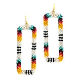 92080, WESTERN SEED BEAD RECTANGLE EARRING