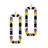 92080, WESTERN SEED BEAD RECTANGLE EARRING