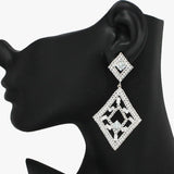 92097, BAGUETTE CUBIC ZIRCONIA & PAVE RHINESTONE EARRING, WEDDING, BRIDAL, PROM