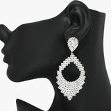 92099, CHANDELIER CUBIC ZIRCONIA & PAVE RHINESTONE EARRING, WEDDING, BRIDAL, PROM
