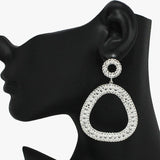 92100, GEOMETRIC BAGUETTE CUBIC ZIRCONIA & PAVE RHINESTONE EARRING, WEDDING, BRIDAL, PROM