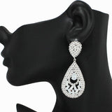 92101, TEARDROP BAGUETTE CUBIC ZIRCONIA & PAVE RHINESTONE EARRING, WEDDING, BRIDAL, PROM