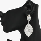 92103, MARQUISE BAGUETTE CUBIC ZIRCONIA & PAVE RHINESTONE EARRING, WEDDING, BRIDAL, PROM