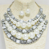 92109, PEARL WITH RHINESTONE STATEMENT NECKLACE