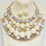 92109, PEARL WITH RHINESTONE STATEMENT NECKLACE