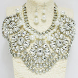 92110, RHINESTONE WITH PEARL ACCENT STATEMENT NECKLACE