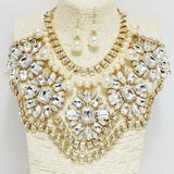 92110, RHINESTONE WITH PEARL ACCENT STATEMENT NECKLACE