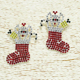 92117, CHRISTMAS SOCKS PAVE RHINESTONE EARRING, HOLIDAY