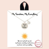 92125, GOLD DIPPED, "MY SUNSHINE, MY EVERYTHING" DAINTY CUBIC ZIRCONIA CHARM NECKLACE