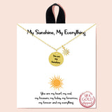 92125, GOLD DIPPED, "MY SUNSHINE, MY EVERYTHING" DAINTY CUBIC ZIRCONIA CHARM NECKLACE