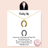 92131, GOLD DIPPED, "GIDDY UP" DAINTY HORSESHOE CHARM NECKLACE