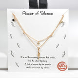 92133, GOLD DIPPED, "POWER OF SILENCE" LIGHTENING BOLT CUBIC ZIRCONIA LAYERED NECKLACE
