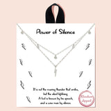 92133, GOLD DIPPED, "POWER OF SILENCE" LIGHTENING BOLT CUBIC ZIRCONIA LAYERED NECKLACE