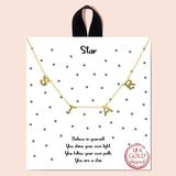 92138, GOLD DIPPED, "STAR" DAINTY STATION CHARM NECKLACE