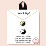 92139, GOLD DIPPED, "DARK & LIGHT" YING YANG CHARM NECKLACE