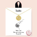 92142, GOLD DIPPED, "DANDELION" FLOWER CUTOUT CHARM NECKLACE