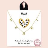 92143, GOLD DIPPED, "HEART" DAINTY CHARM STATION NECKLACE, VALENTINE'S DAY
