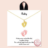 92145, GOLD DIPPED, "BABY" DAINTY FOOTSTEPS CHARM PENDANT NECKLACE