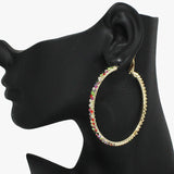 92146, 60MM PAVE RHINESTONE ROUND HOOP EARRING