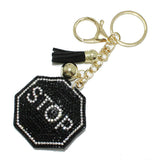 92150, STOP SIGN CRYSTAL EMBELLISHED KEYCHAIN