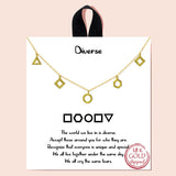 92155, GOLD DIPPED, "DIVERSE" DAINTY GEOMETRIC CHARM NECKLACE