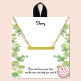 92156, GOLD DIPPED, "STORY" DAINTY BAR NECKLACE