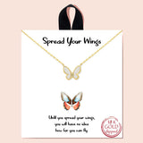 92159, 18K GOLD DIPPED "SPREAD YOUR WINGS" DAINTY BUTTERFLY CUBIC ZIRCONIA NECKLACE