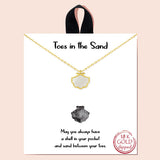 92161, 18K GOLD DIPPED "TOES IN THE SAND" DAINTY SEASHELL CHARM NECKLACE