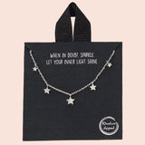 92172, RHODIUM DIPPED, DAINTY STAR CHARM CUBIC ZIRCONIA NECKLACE