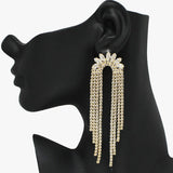 92177, ARCH CUBIC ZIRCONIA & RHINESTONE DROP EARRING, WEDDING, BRIDAL, PROM