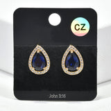 92181, TEARDROP CUBIC ZIRCONIA STUD EARRING