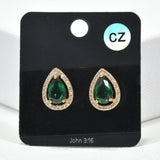 92181, TEARDROP CUBIC ZIRCONIA STUD EARRING