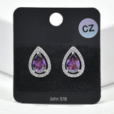 92181, TEARDROP CUBIC ZIRCONIA STUD EARRING