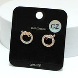92183, KNOT ACCENT CUBIC ZIRCONIA STUD EARRING
