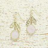 92281, SEMI PRECIOUS STONE WITH HAMMERED LEAVES EARRING