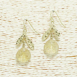 92281, SEMI PRECIOUS STONE WITH HAMMERED LEAVES EARRING