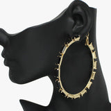 92284, 70MM RECTANGLE RHINESTONE ACCENT ROUND HOOP EARRING