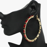 92284, 70MM RECTANGLE RHINESTONE ACCENT ROUND HOOP EARRING