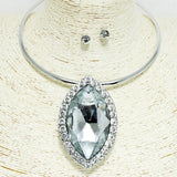 92285, CHUNKY MARQUISE RHINESTONE CHOKER NECKLACE