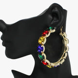 92291, 60MM ROUND ACCENT RHINESTONE ROUND HOOP EARRING
