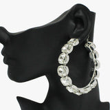 92291, 60MM ROUND ACCENT RHINESTONE ROUND HOOP EARRING